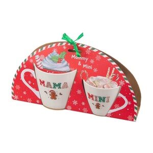 Festive Mommy & Mini Mug Set - White and Red
